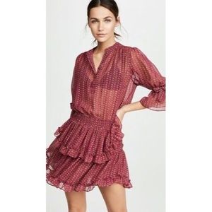MISA Los Angeles Leeva Dress $380 S Small Pink Chiffon Smock Mini NWT